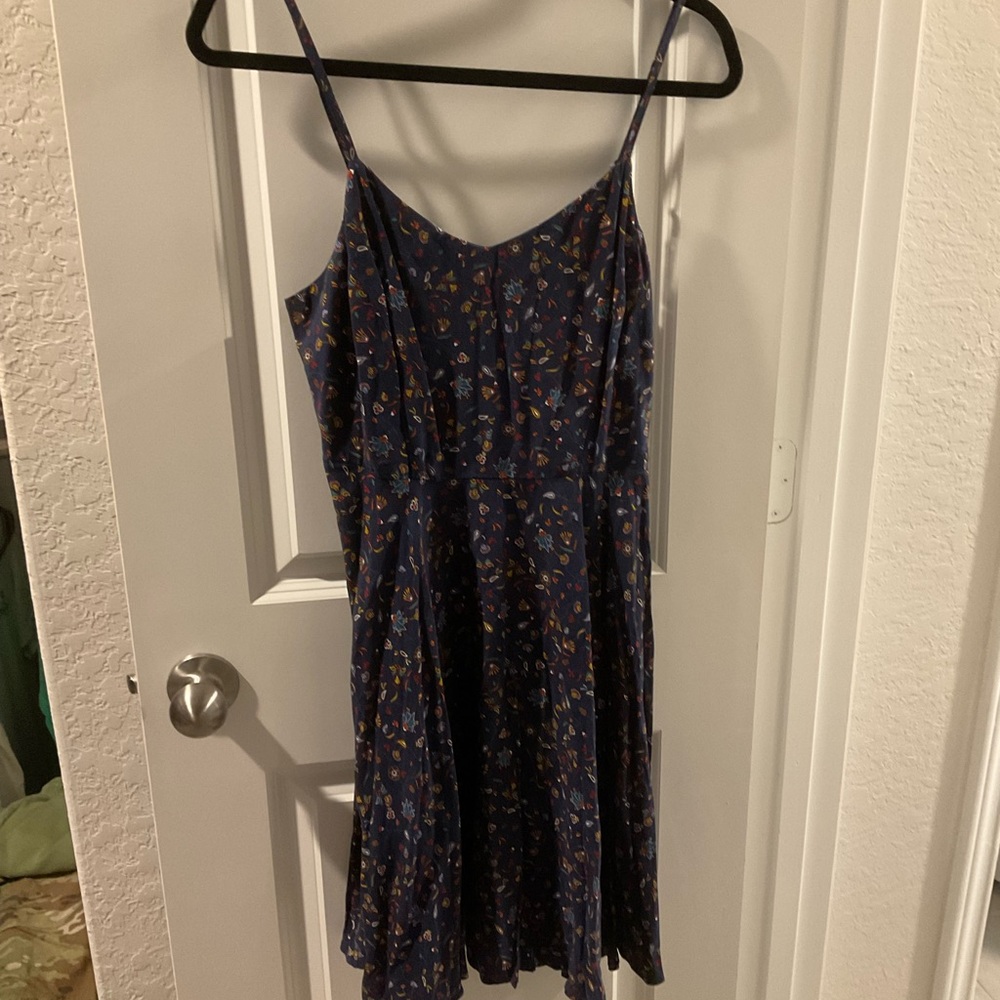Old Navy Navy Floral Dress with Spaghetti Straps